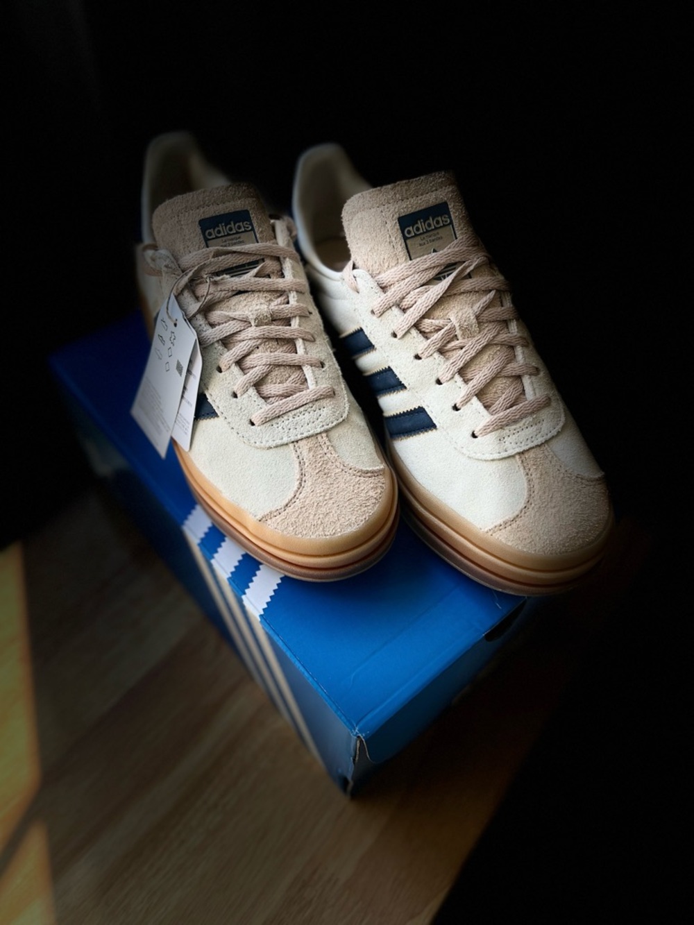 Adidas Beige Suede Sneakers with Black Three Stripes New